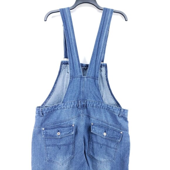 Womens Blue Denim Overalls 44x32 Adjustable Straps Straight Leg - Picture 5 of 10